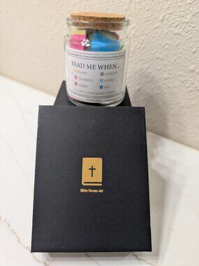 Color Coded Bible Verse Jar with Cork Lid - New with Box